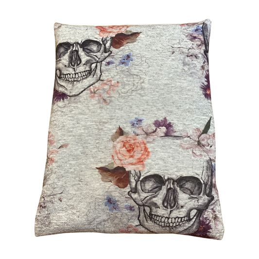 Totenkopf Flowers - grau - Kissenüberzug