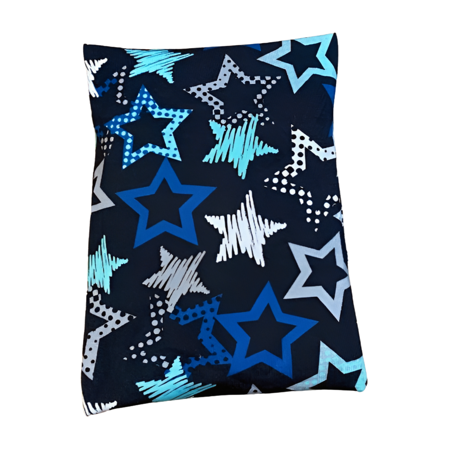 Sterne schwarz/grau/türkis - Kissenüberzug