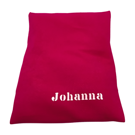 Rosa Überzug mit Aufdruck: Johanna - Kissenüberzug