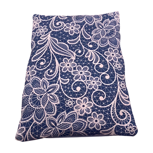 Blumenmuster weiß/hellblau - Kissenüberzug