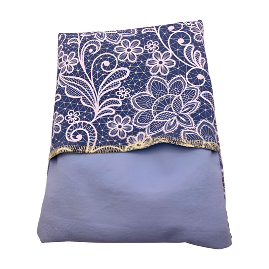 Blumenmuster weiß/hellblau - Kissenüberzug